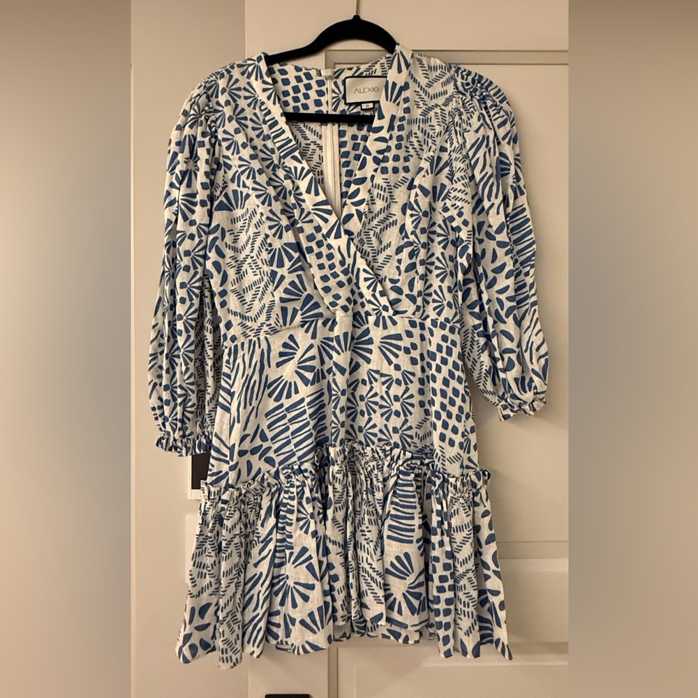 Alexis Blue and White Geometric Blouse
